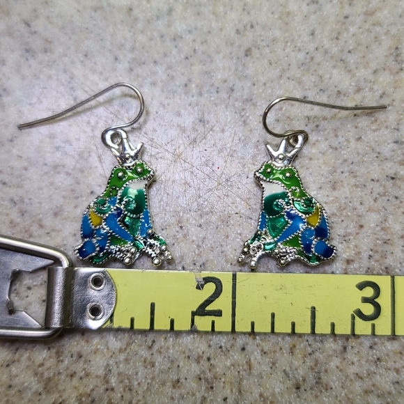 Prince Frog 🐸 Pierced Earrings Green,Teal Blue. - Picture 4 of 7
